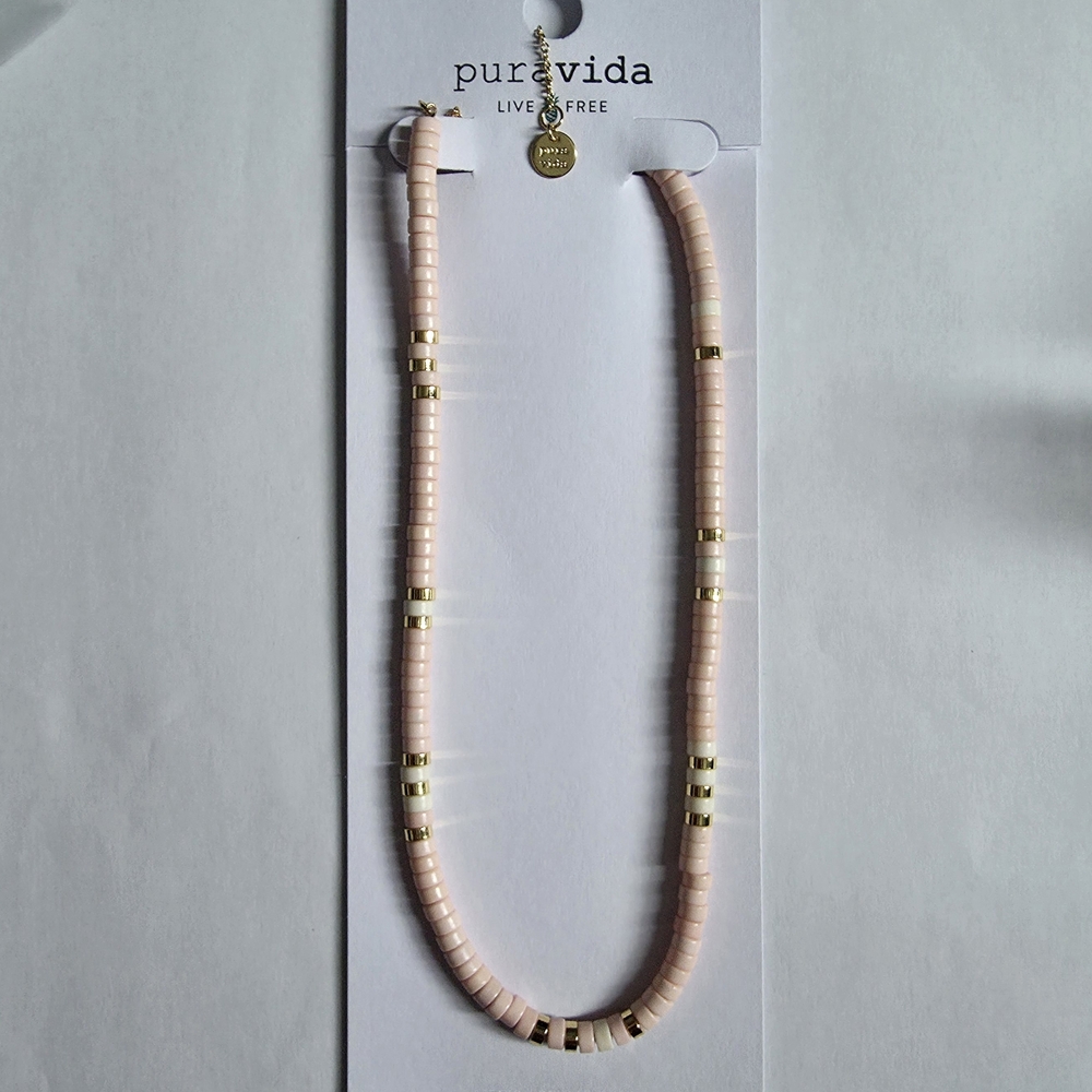 Pura Vida Blush and Gold Disc Necklace